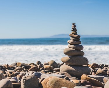 Stacked rocks on beach