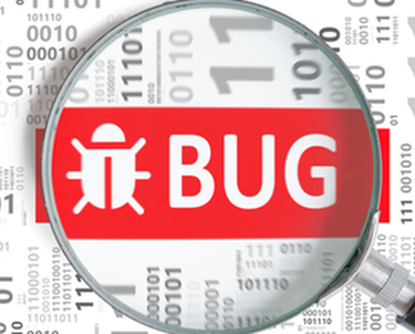 Magnifying glass on graphic of bug