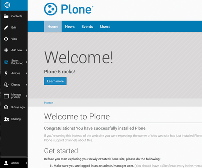 The new Plone 5 toolbar in action