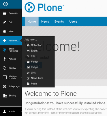 How to add content with Plone 5 toolbar